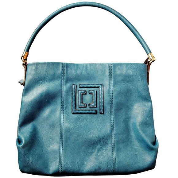 Liz Claiborne Shoulder Bag Purse Handbag Women Blue Faux Leather Medium Zip Fall - Picture 1 of 13
